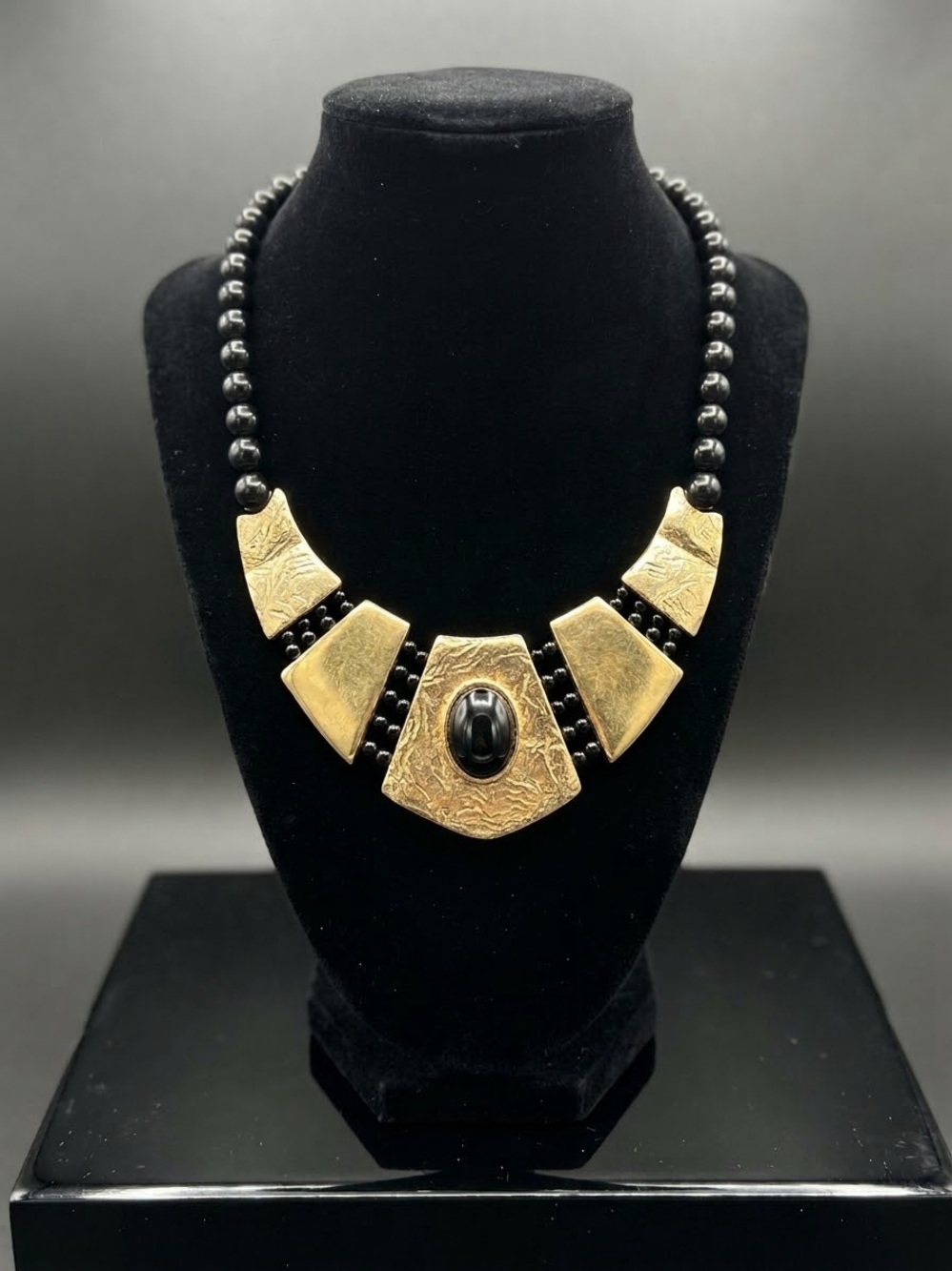 Gold and Black Statement Necklace — Elegant Women's Jewelry